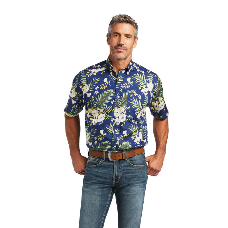 Ariat Hemden Herren - Wrinkle Free Ephraim Classic Fit Blau/Grün ( ERGWK-8126 )